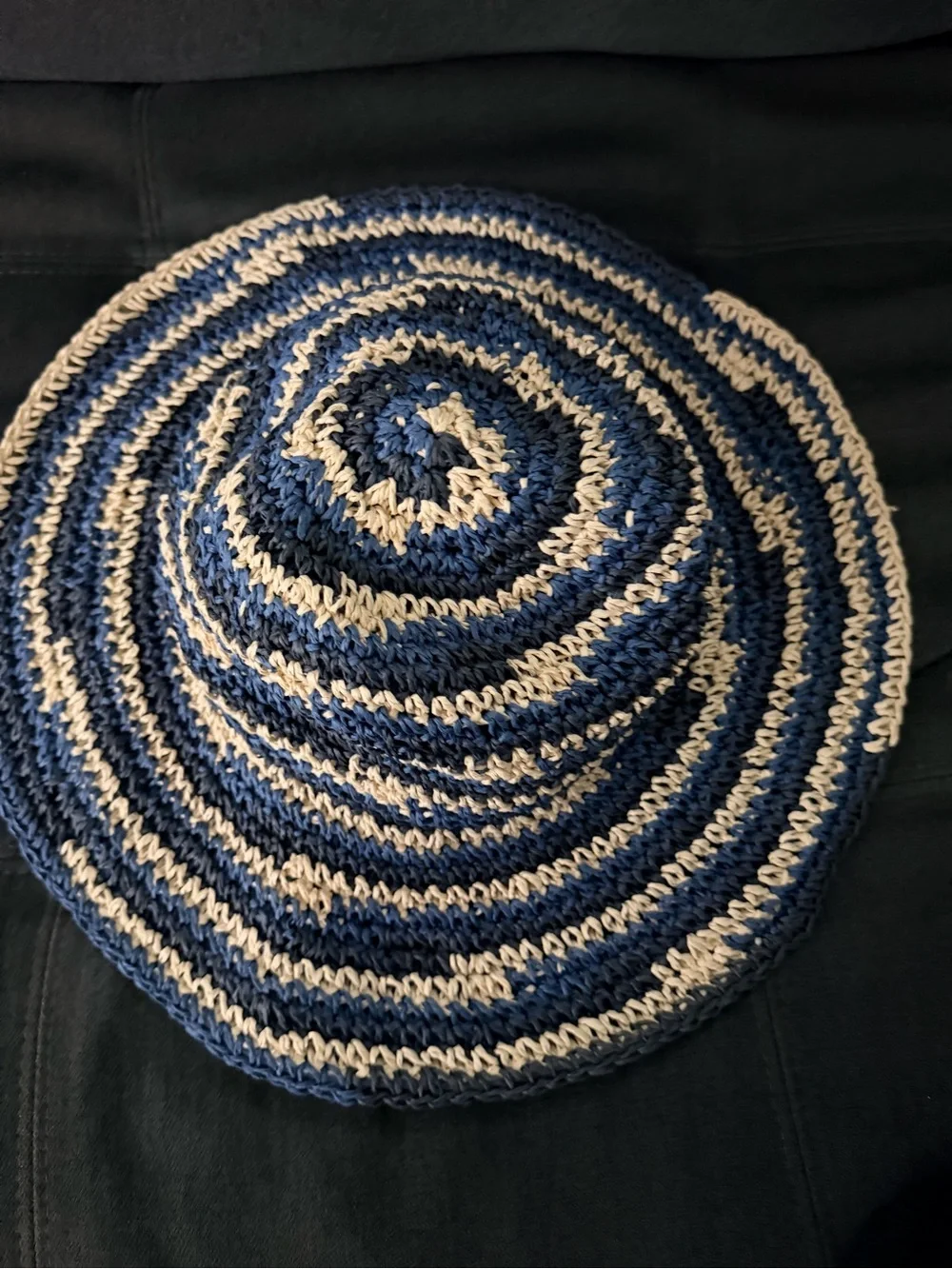 San Diego Hat Company Navy and Cream Crochet Sun Hat